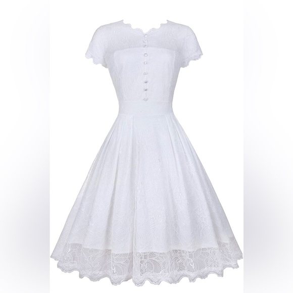 Women's Retro Floral Lace Vintage Evening Prom Party Bridesmaid Wedding Dress - Picture 1 of 8